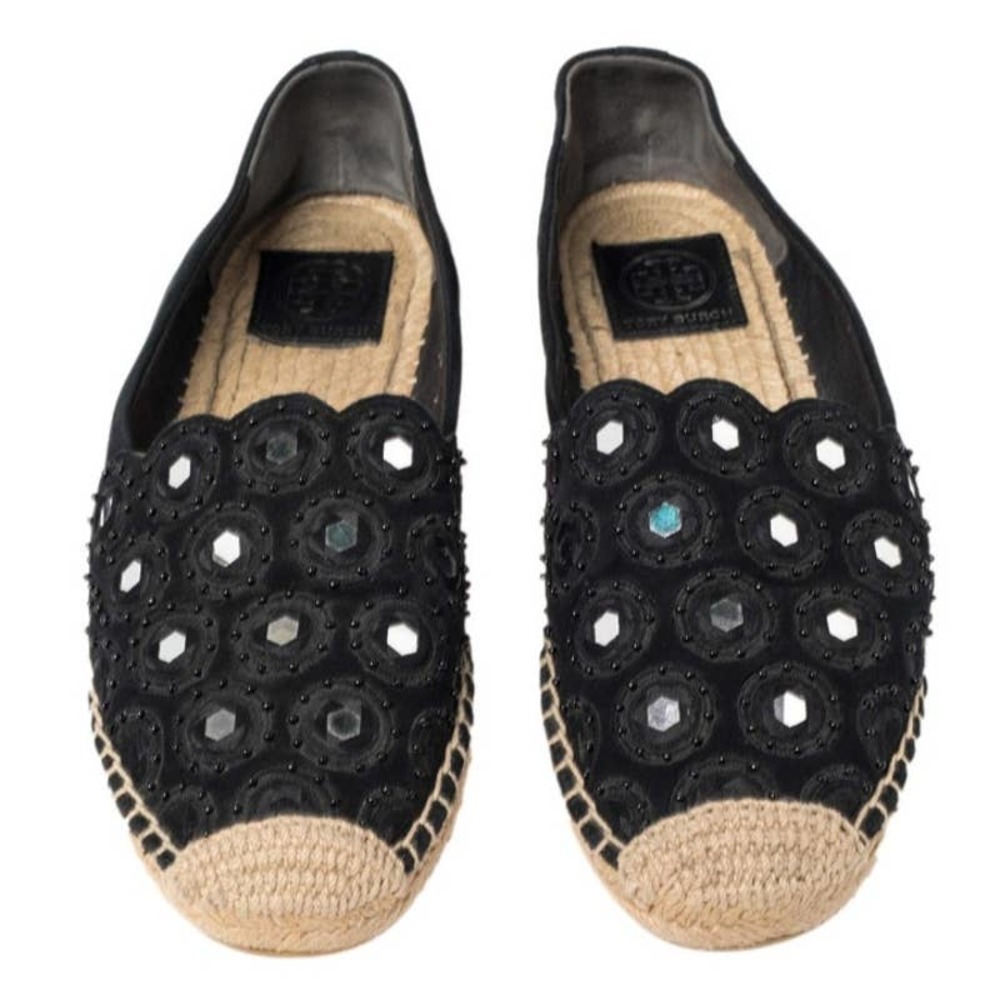 Tory Burch Black Suede Yasmine Espadrille Size 7.5